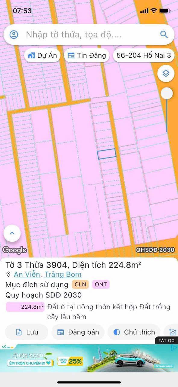 Đất thổ cư xã An Viễn, Trảng Bom 200m² giá 2 tỷ - Đường bê tông thông thoáng!