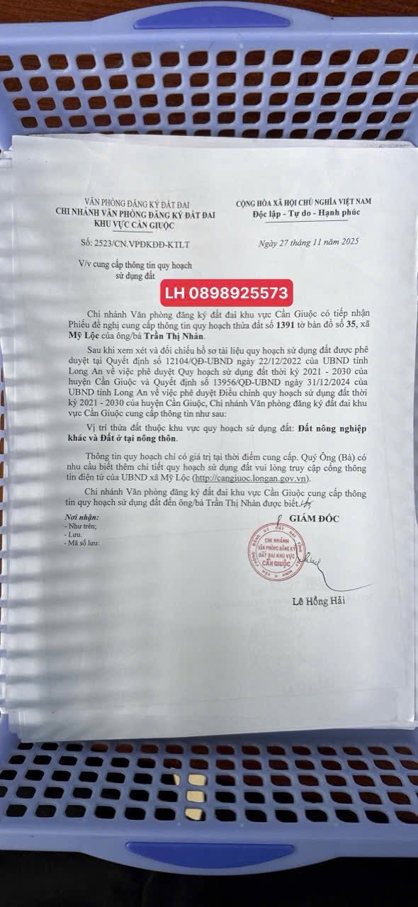 Đất nền đẹp xã Mỹ Lộc, huyện Cần Giuộc 200m² - Vị trí đắc địa, không quy hoạch!