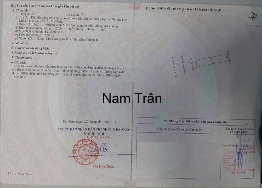 Đất nền đường Nam Trân, quận Liên Chiểu 120m² giá 9 tỷ - Đầu tư sinh lời ngay!