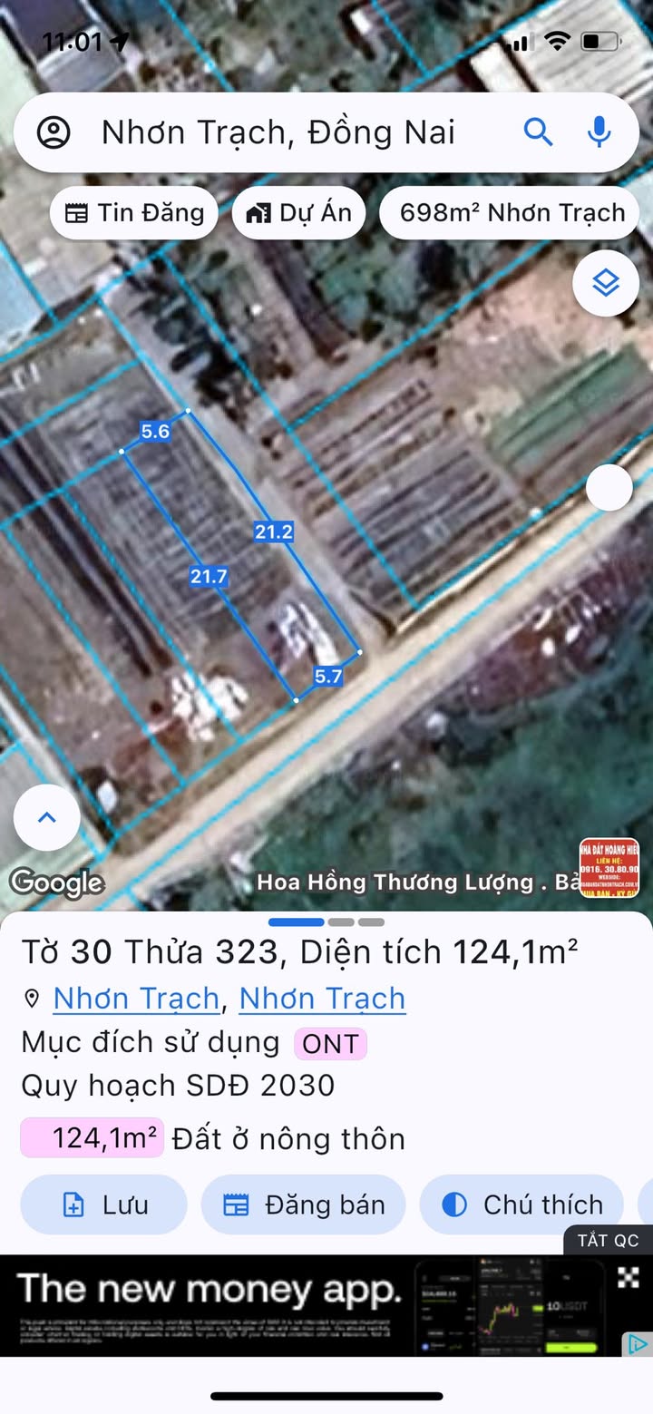 Đất nền Phú Hội Nhơn Trạch 124m² giá 1.95 tỷ - Sổ đỏ chính chủ, 2 mặt tiền đẹp!