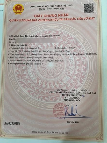 Đất Xóm 2 Xuân Sơn, Đô Lương 1105m² giá 1 tỷ - Đường ô tô vào tận nơi!