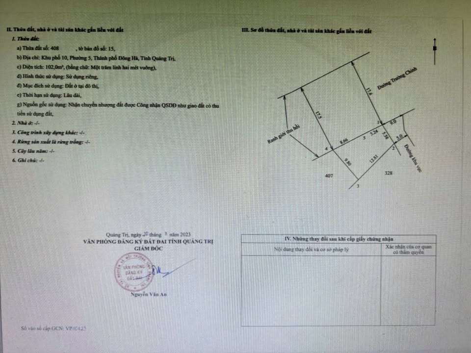 Đất mặt tiền đường Trường Chinh, Đông Hà 102m² giá chỉ 1.2 tỷ - Cơ hội đầu tư tuyệt vời!