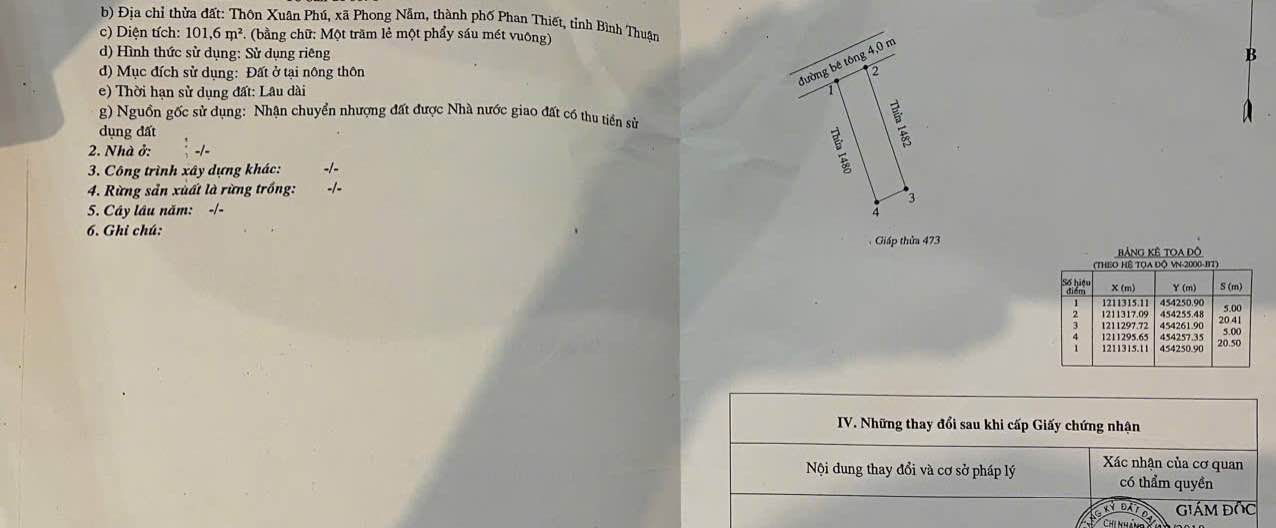 Đất thổ cư Phong Nẫm 101m² giá 700 triệu - Đối diện Uỷ Ban Nhân Dân