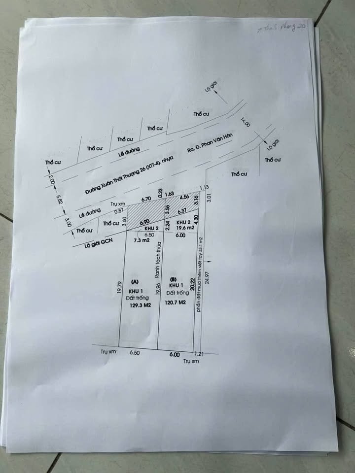 Đất nền 2 lô mặt tiền xã Bà Điểm 270m² giá 6.8 tỷ - Tiềm năng đầu tư cao!