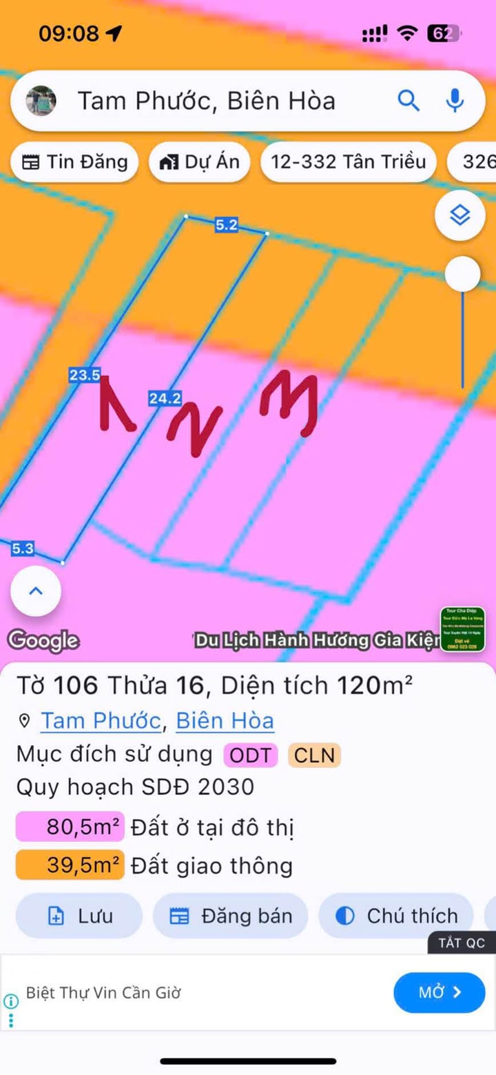 Bán 3 lô đất thổ cư Phường Tam Phước, Đồng Nai - Giá chỉ từ 860 triệu!