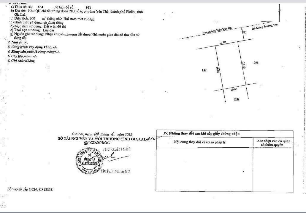 Đất mặt tiền Trần Văn Ơn, TP. Pleiku, 200m² giá 2.5 tỷ - Chính chủ, sổ đỏ đầy đủ!