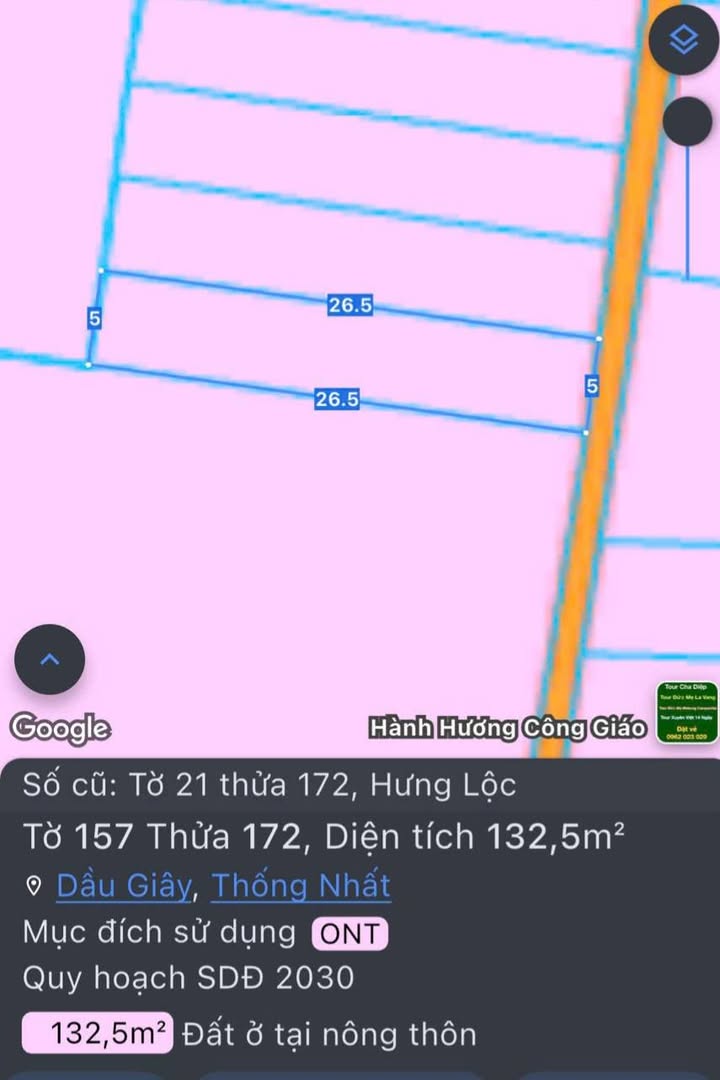 Đất thổ cư Hưng Lộc Thống Nhất 132m² giá chỉ 700 triệu - Cơ hội đầu tư tuyệt vời!