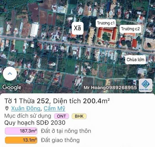 Đất thổ cư 200m² tại xã Xuân Đông, Cẩm Mỹ giá chỉ 999 triệu - Đầu tư sinh lời ngay!