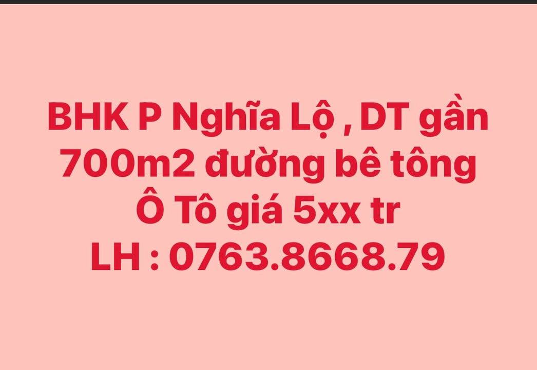 Đất nền Nghĩa Lộ 700m² giá chỉ 500 triệu - Vị trí đẹp, ô tô vào tận nơi!