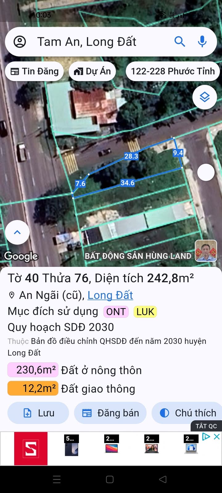 Lô đất 242,8m² đường TL44A, xã An Ngãi, giá 3 tỷ - Đầu tư sinh lời ngay!
