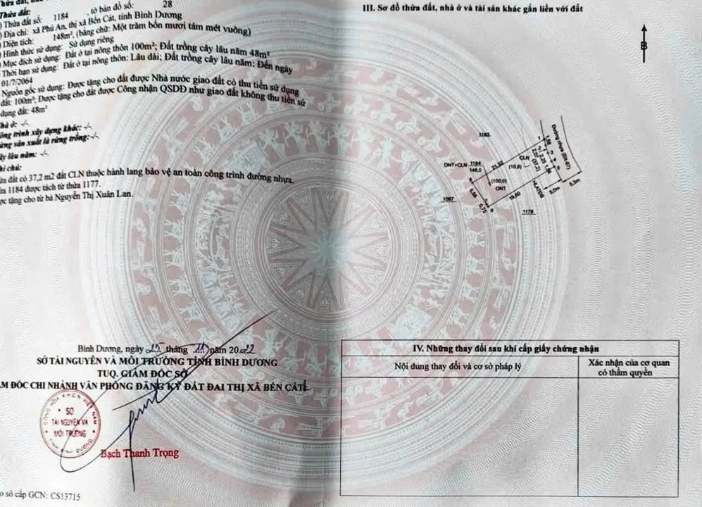 Đất phường Phú An, Bến Cát 157m² giá 1.25 tỷ - Sổ đỏ chính chủ!