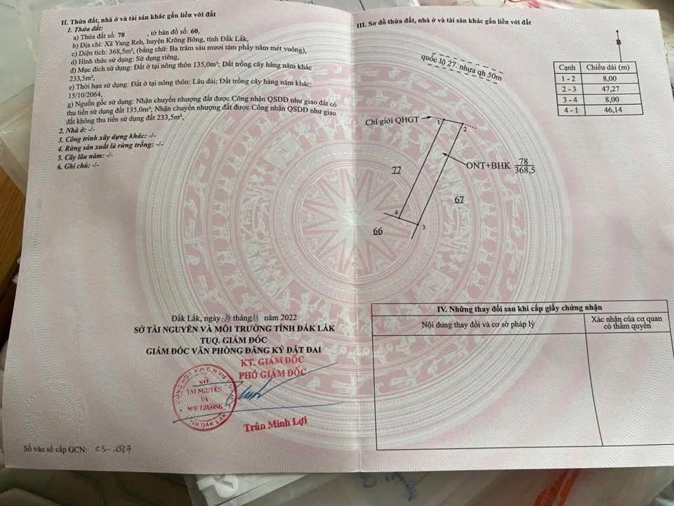 Đất nền Krông Bông 376m² giá 850 triệu - Mặt tiền Quốc lộ 27 hấp dẫn!