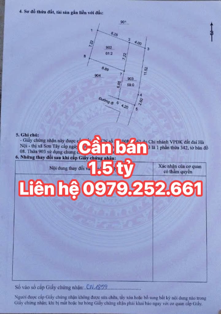 Đất nền 61m² tại Trung Sơn Trầm, Sơn Tây - Giá chỉ 1.5 tỷ, Sổ đỏ chính chủ!