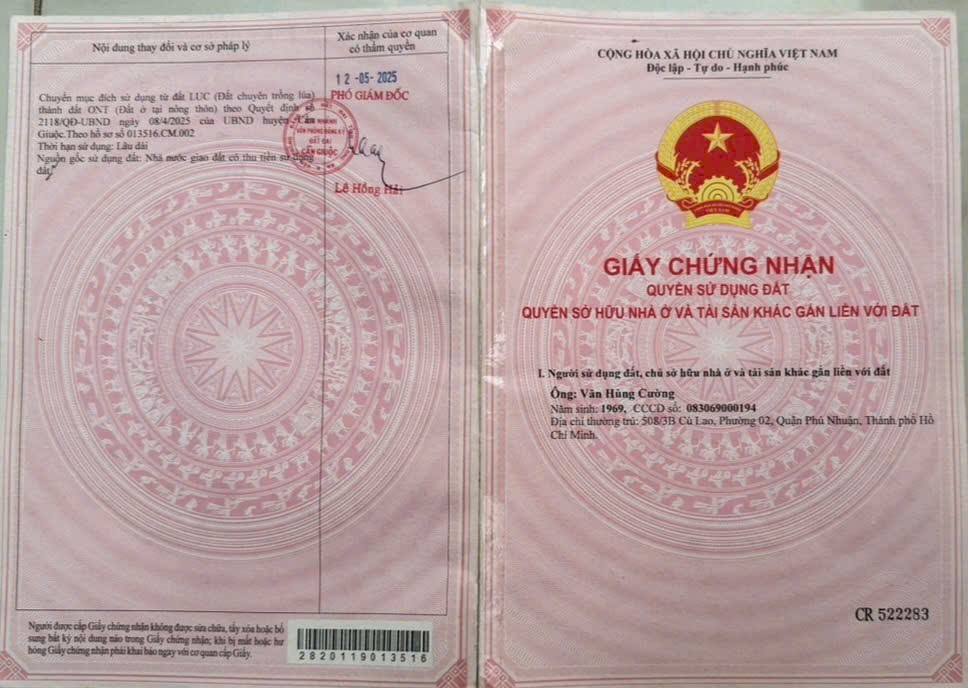 Đất nền thổ cư 301m² xã Phước Vĩnh Tây - Giá chỉ 18 triệu/m² - Kinh doanh đa ngành nghề