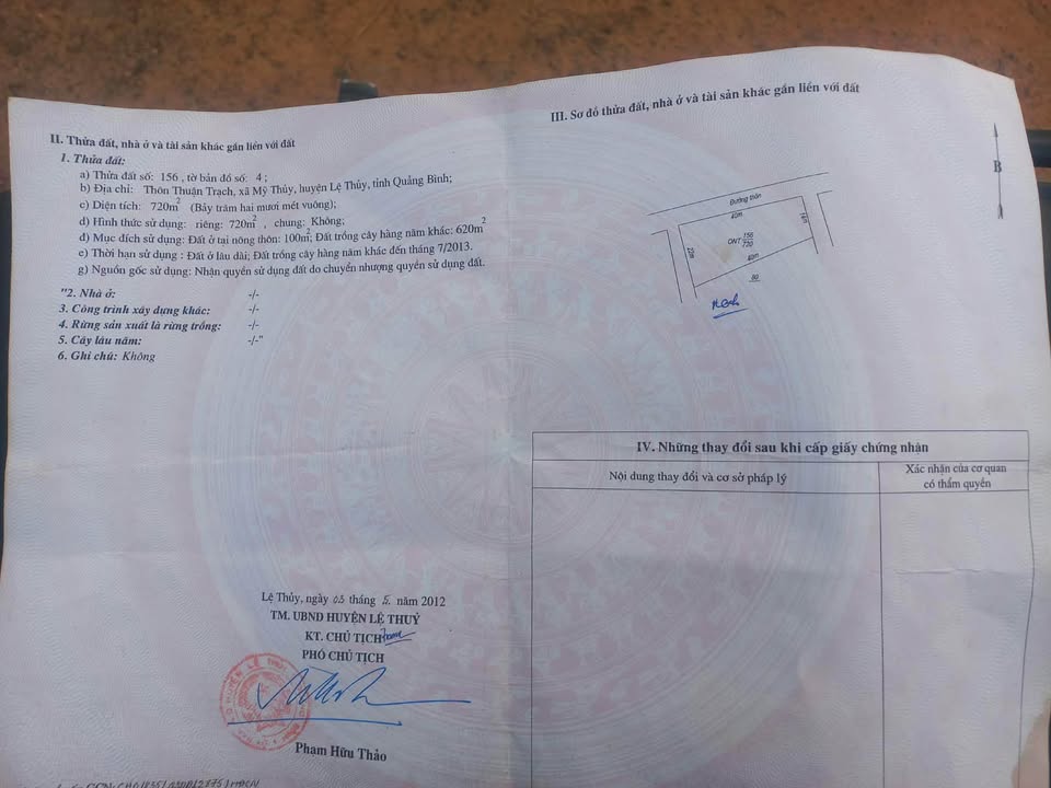 Đất nền Mỹ Thủy Lệ Thủy 720m² - 3 mặt tiền thông thoáng, đầu tư sinh lời