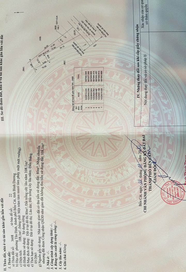 Đất nền Tân Định Bến Cát 188m² giá chỉ 1.1 tỷ - Cơ hội đầu tư tuyệt vời!