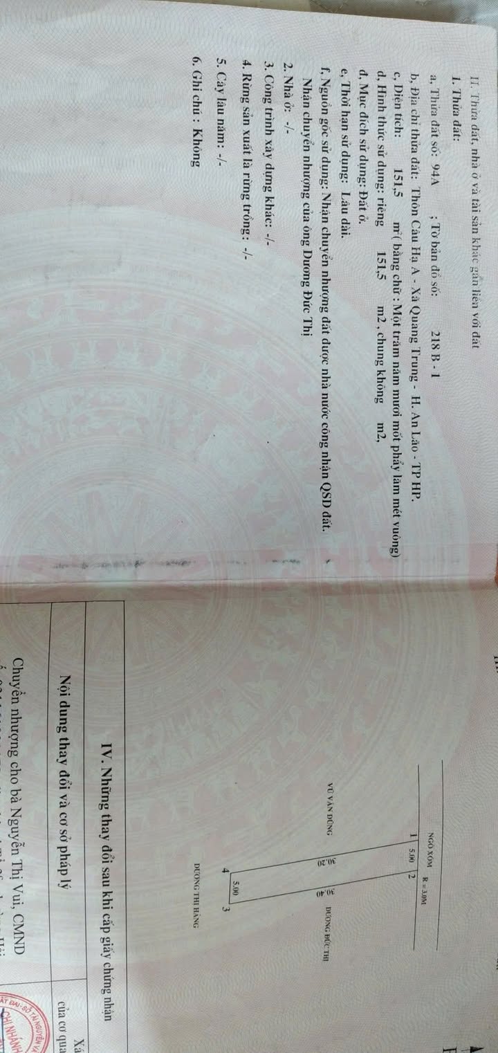 Đất nền Quang Trung An Lão 151m² giá 1 tỷ - Cơ hội đầu tư tốt!