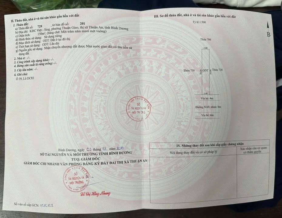 Đất nền ODT 150m² tại VSIP 1 - Giá chỉ 4.95 tỷ - Cơ hội đầu tư không thể bỏ qua!