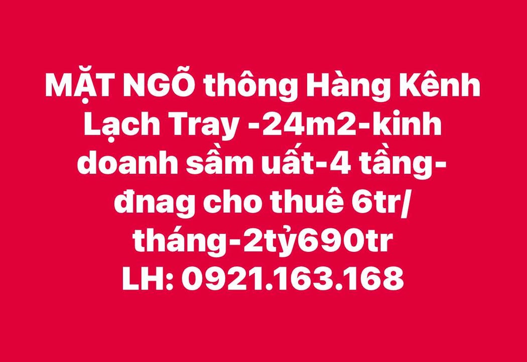 Mặt tiền Hàng Kênh, Lê Chân, 24m² giá 2.69 tỷ - Kinh doanh sầm uất!