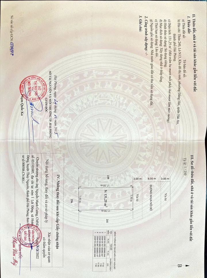 Đất biệt thự Vườn Hồng - Hải An 131m² giá 7.6 tỷ - Sổ đỏ chính chủ