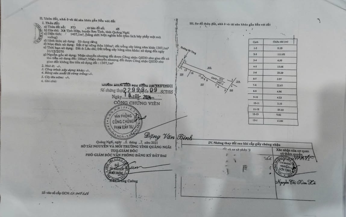 Bán vườn Tịnh Hiệp Sơn Tịnh 1400m² giá 570 triệu - Đường bê tông ô tô