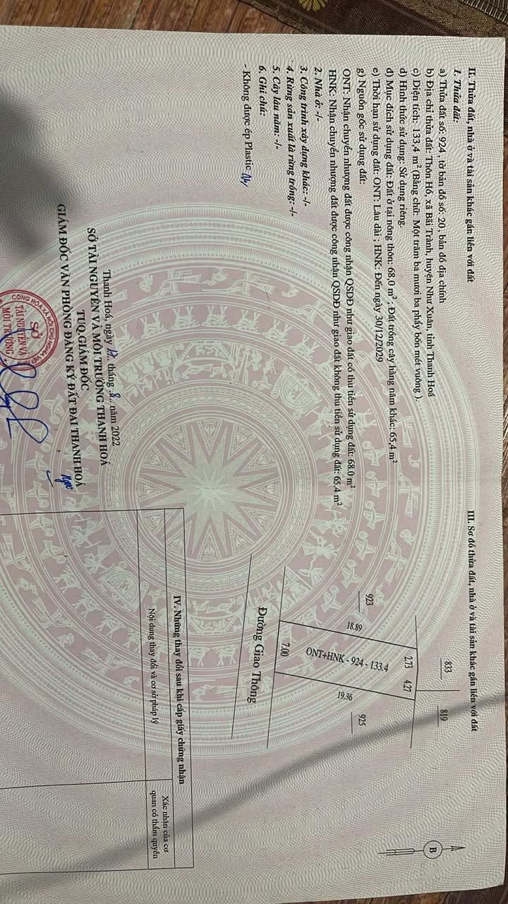 Đất thổ cư 69m² tại Thôn Hồ, Thanh Hóa - Chỉ 300 triệu - Pháp lý rõ ràng!