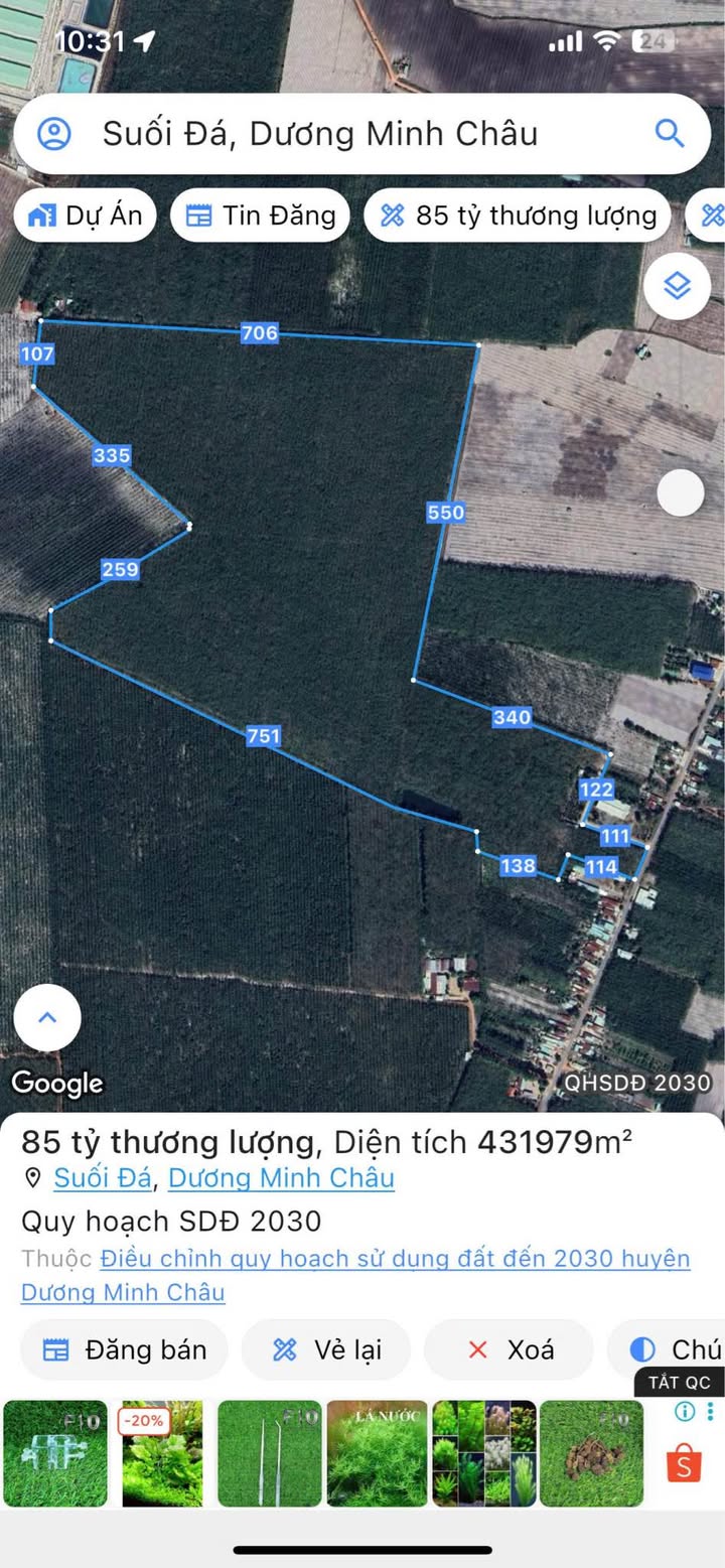 Đất nông nghiệp Tân Hoà Tân Châu 446.000m² giá 85 tỷ - Phù hợp mở công ty, nhà máy