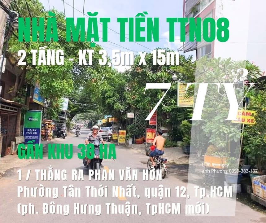 Bán nhà mặt tiền đường TTN08 52.5m², quận 12 - Giá chỉ 7 tỷ, cho thuê 12 triệu/tháng!