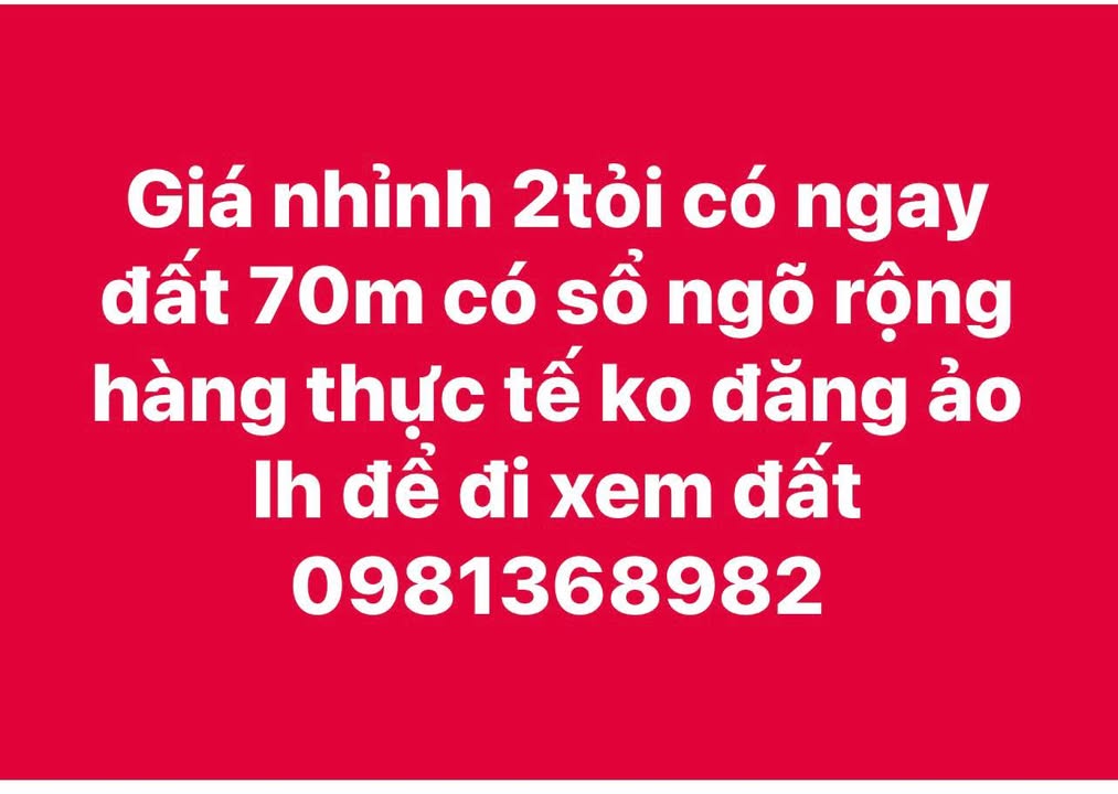 Đất nền Tả Thanh Oai 70m² giá 2 tỷ - Sổ đỏ chính chủ, ngõ rộng thoáng!
