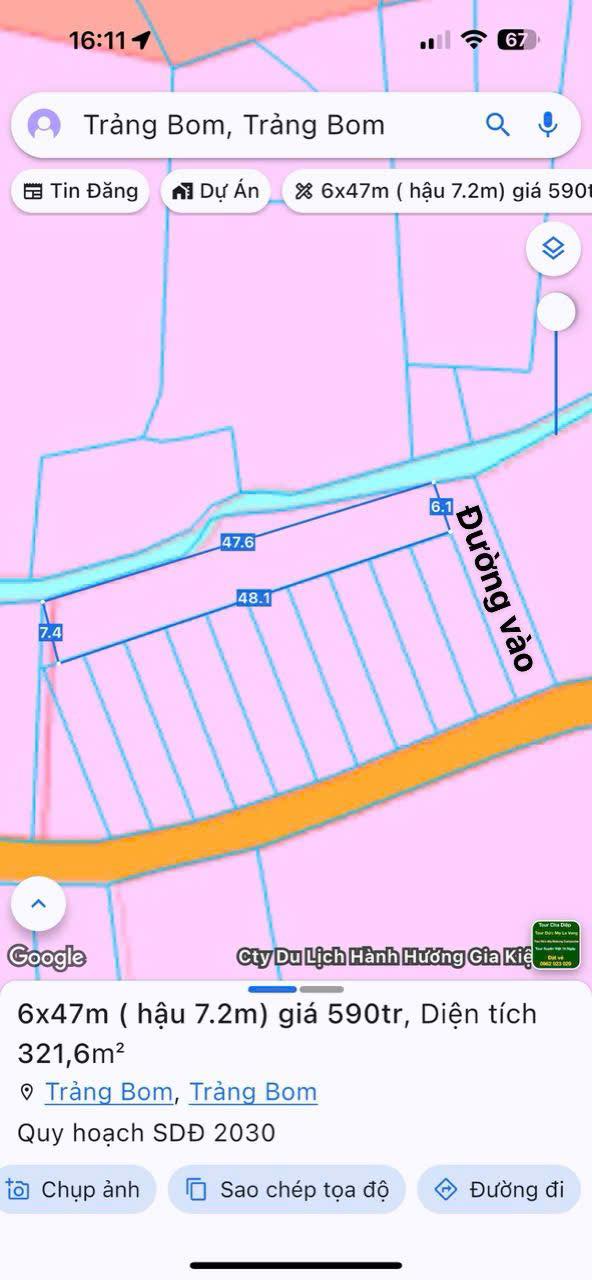 Đất nền 320m² tại Giang Điền, Trảng Bom - Giá chỉ 590 triệu, sổ riêng chính chủ!