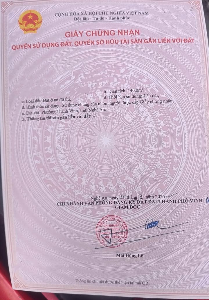 Đất nền Hưng Chính, TP Vinh 140m² giá 3.3 tỷ - Đầu tư sinh lời tuyệt vời!