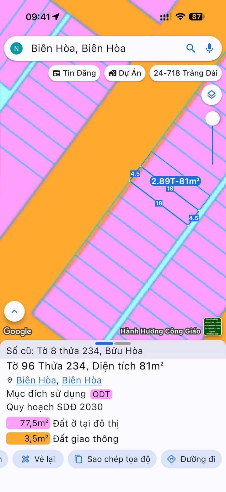 Đất thổ cư Bửu Hòa Biên Hòa 81m² giá 2.89 tỷ - Sổ đỏ chính chủ, đường ô tô rộng rãi!