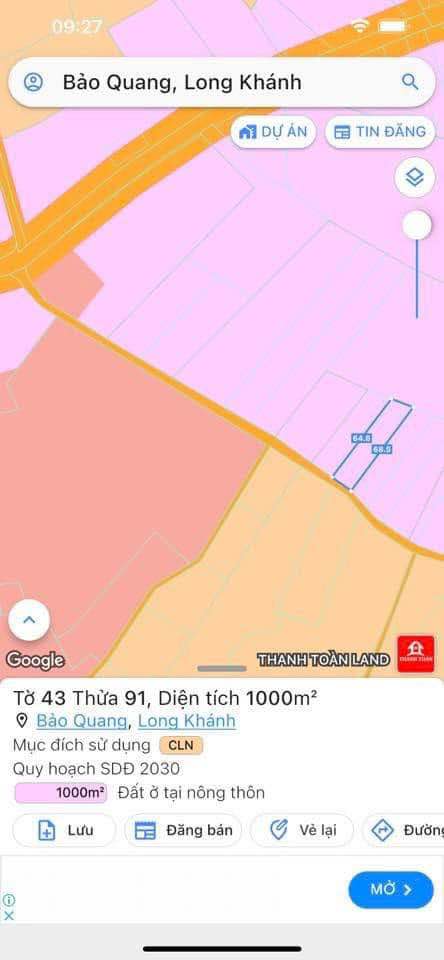 Đất nền Bảo Vinh Long Khánh 360m² giá 1.35 tỷ - Sổ hồng chính chủ, đầu tư sinh lời!