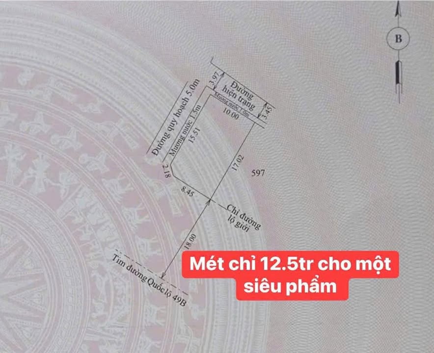 Đất 3 mặt tiền Quốc Lộ 49B 169m² giá 2.1 tỷ - Cơ hội đầu tư tuyệt vời!