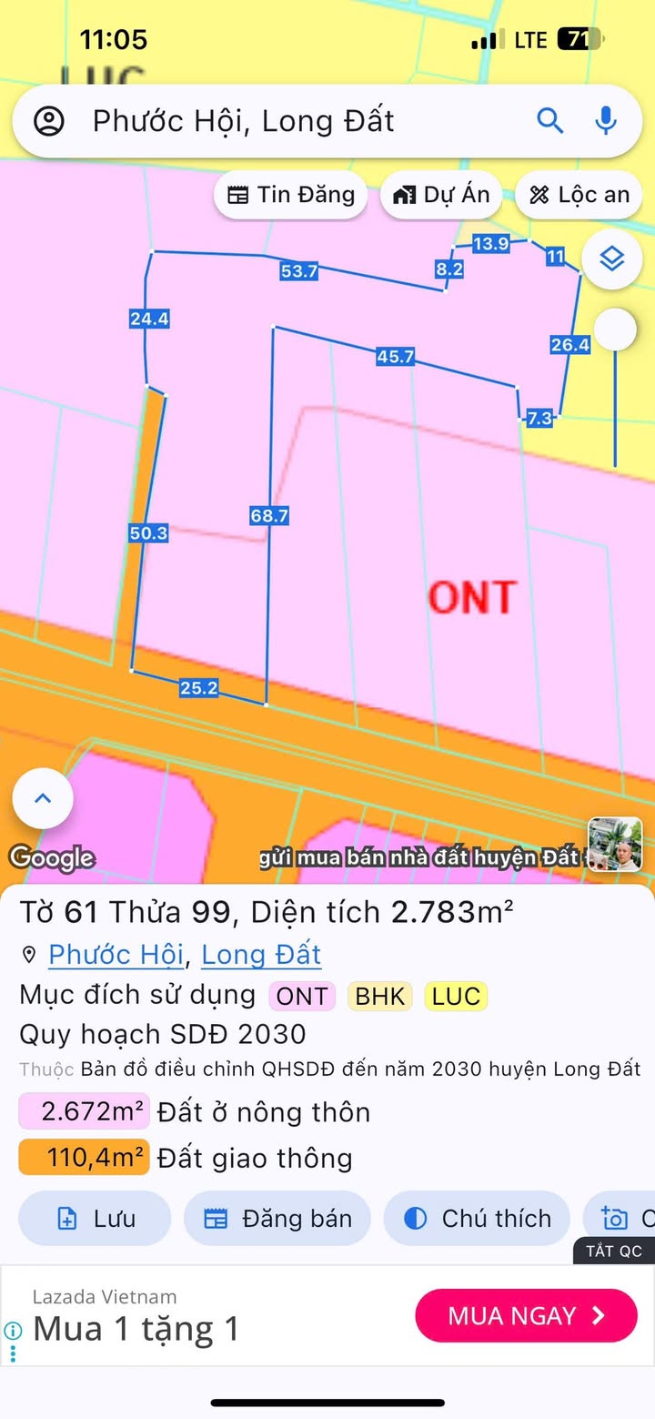 Đất nền liền kề Phước Hội, Long Điền 3.700m² giá 18 tỷ - Đầu tư sinh lời tiềm năng!