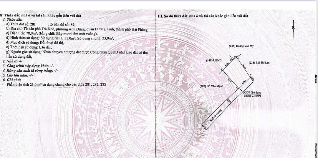 Đất nền 55m² phường Anh Dũng, quận Dương Kinh, giá 1.6 tỷ - Ô tô vào tận nơi!