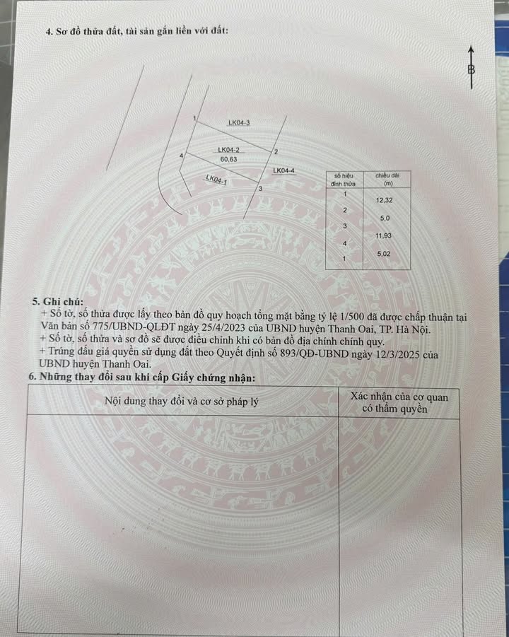 Đất đấu giá ngõ 3 Thanh Thần, Thanh Oai 60.63m² giá 6 tỷ - Cơ hội đầu tư hấp dẫn!