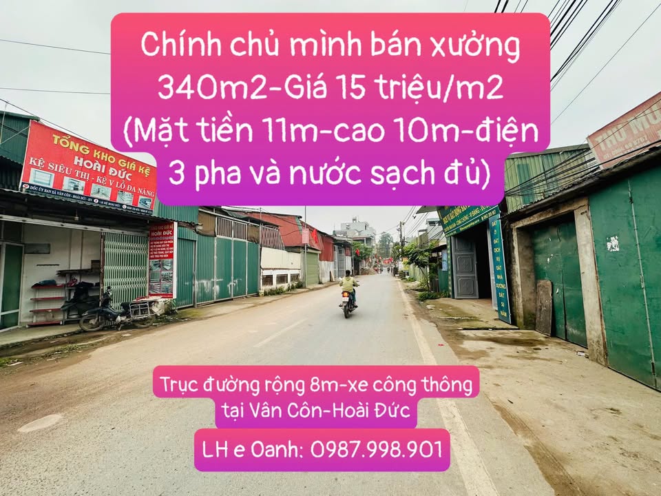 Xưởng 340m² Vân Côn, Hoài Đức giá 4.08 tỷ - Chính chủ cần bán gấp!