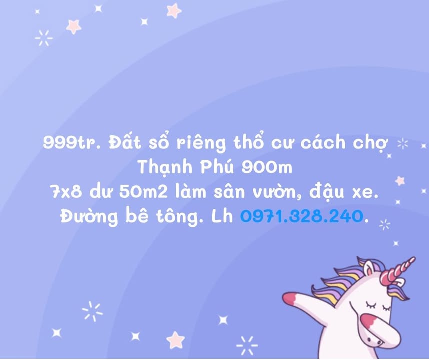 Đất thổ cư Thạnh Phú, Vĩnh Cửu 56m² giá 999 triệu - Sổ đỏ chính chủ, tiện ích đầy đủ!