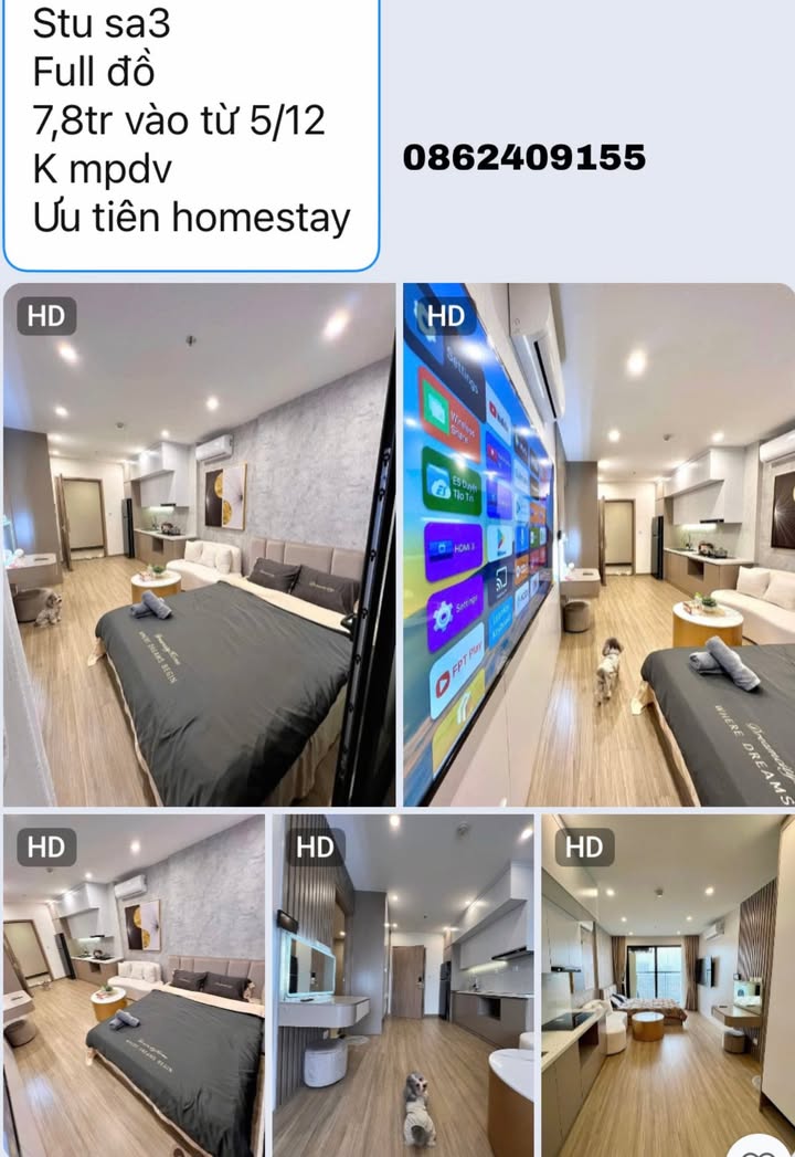 Căn hộ studio SA1 Tây Mỗ 25m² giá 7.8 triệu - Nội thất mới, view đẹp!