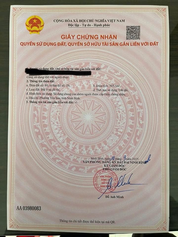 Đất nền Yên Sơn, Tam Điệp 305.5m² giá 2.2 tỷ - Chính chủ bán gấp!