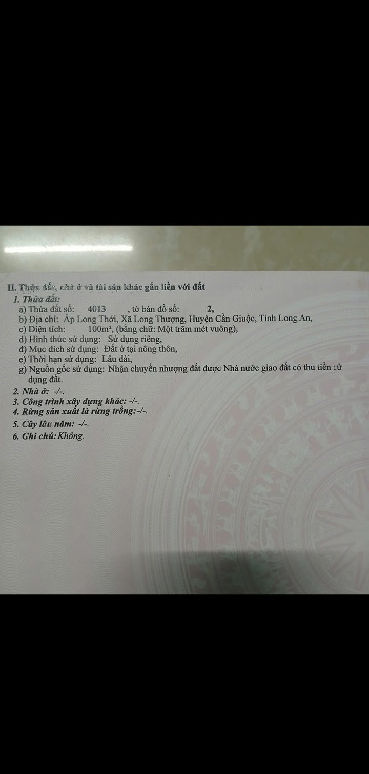 Đất nền ấp Long Thới, Cần Giuộc 100m² giá 3 tỷ - Mặt tiền nhựa thuận lợi