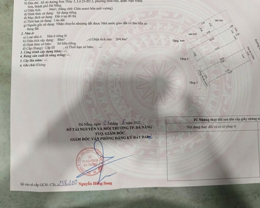 Nhà 3 tầng Hòa Hải, Ngũ Hành Sơn 94m² giá 9 tỷ - Không gian sống lý tưởng!