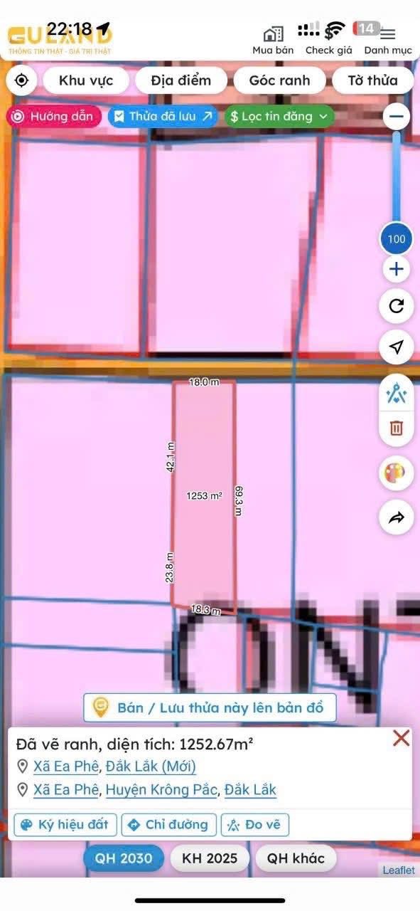 Đất nền Km42, xã Ea Phê, Đắk Lắk 1224m² giá 1 tỷ - Đầu tư sinh lời hấp dẫn!