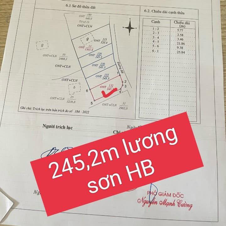 Đất thổ cư 245m² tại Thanh Lương, Lương Sơn - Giá chỉ vài triệu/m²