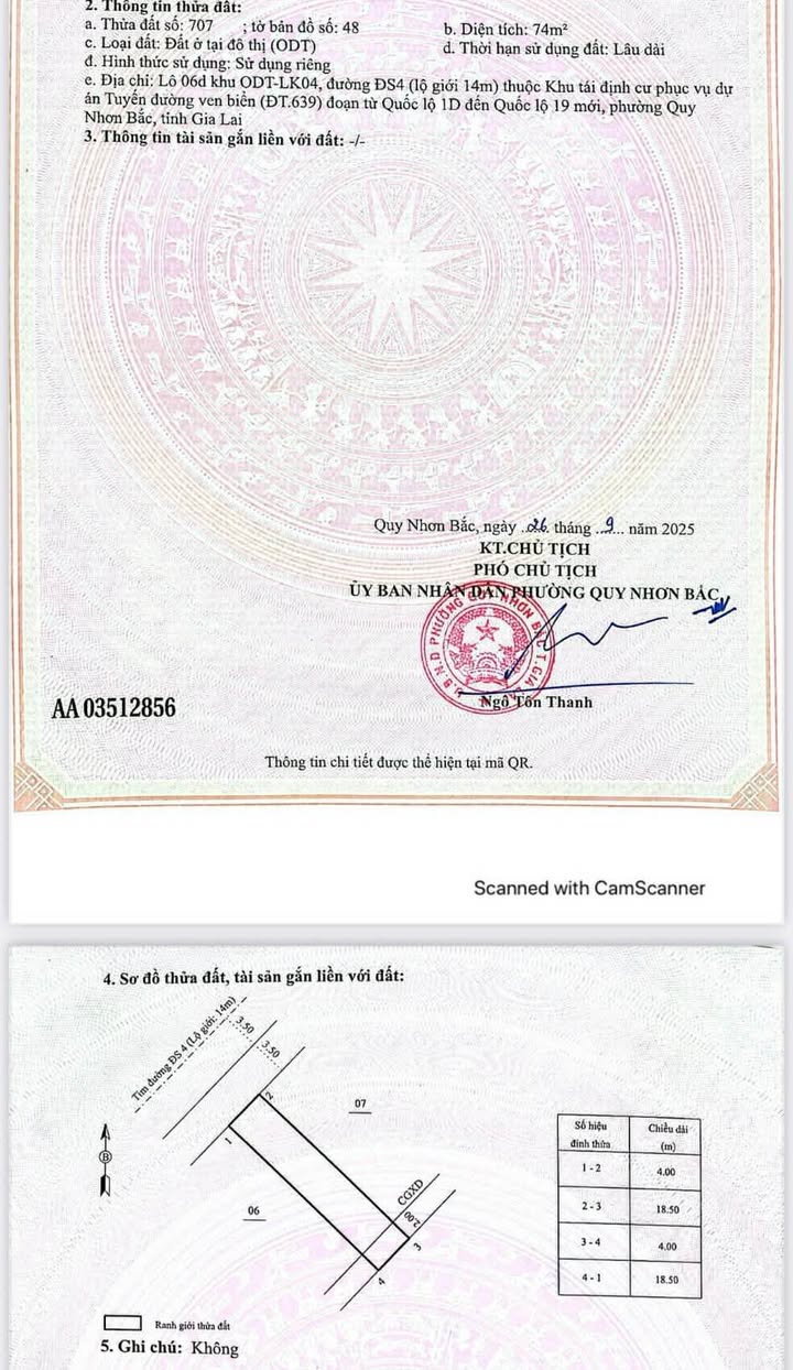 Đất nền đường DS4 Nhơn Phú 74m² giá 2.45 tỷ - Đầu tư sinh lời nhanh!