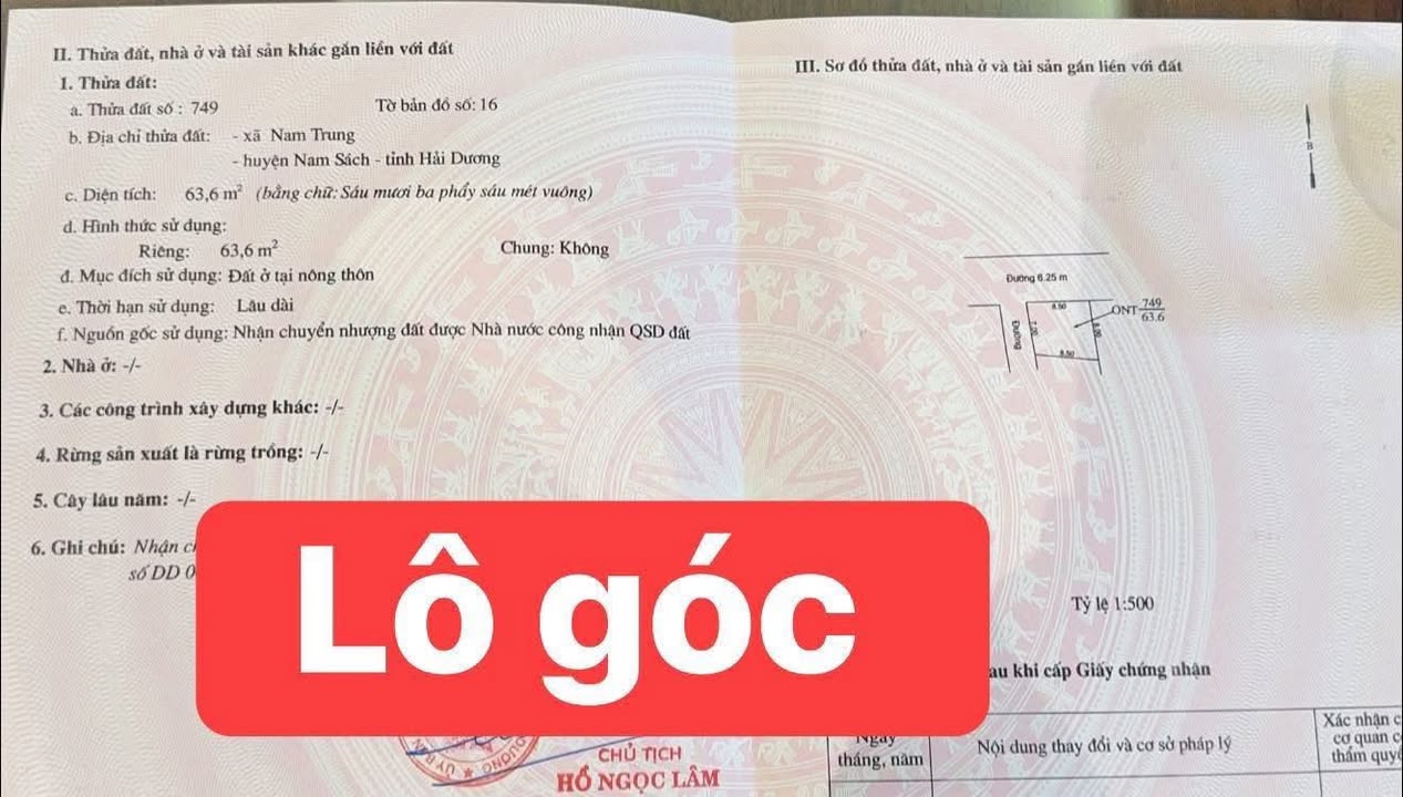 Đất nền lô góc Trần Phú, Hải Dương 63.6m² giá 800 triệu - Đường ô tô tránh nhau!