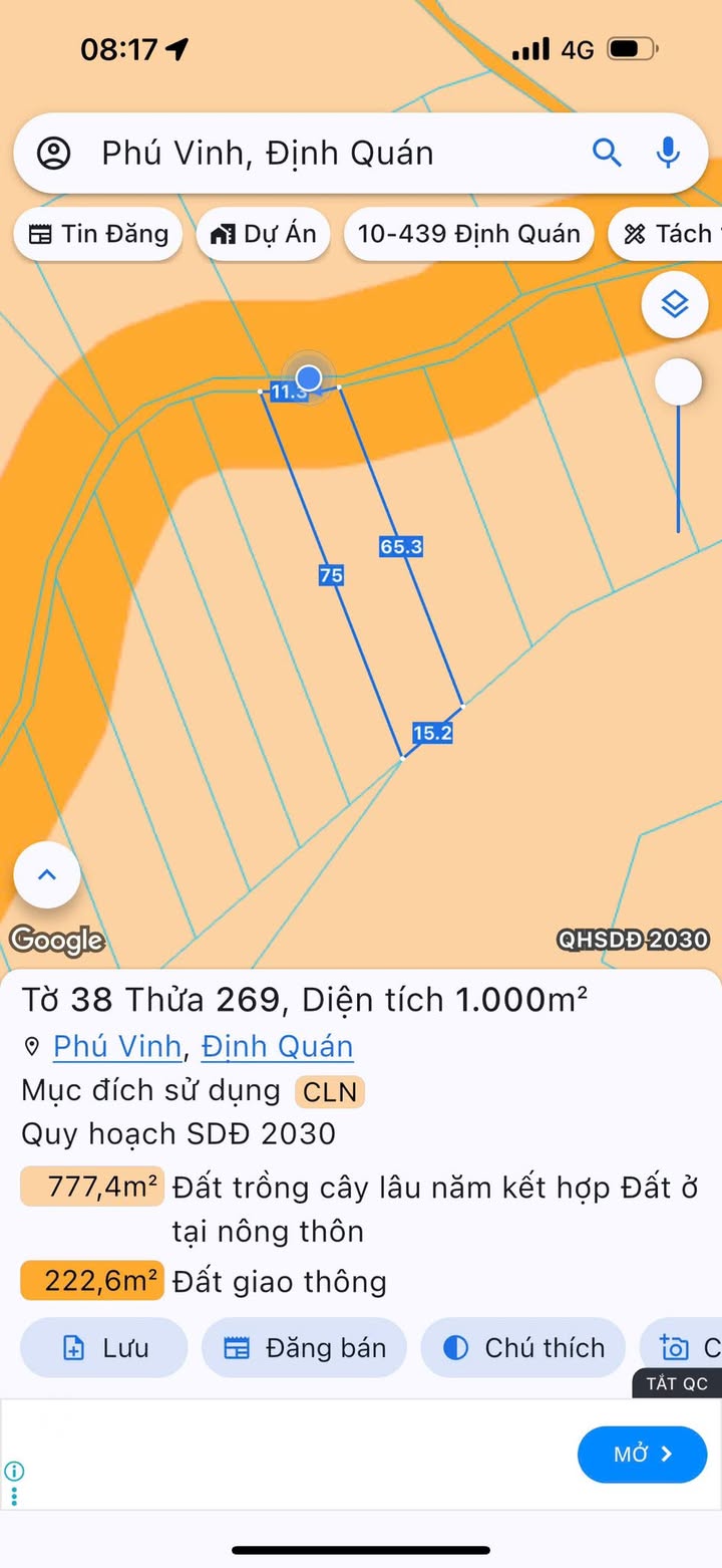 Đất nền xã Phú Vinh, Định Quán 3600m² giá 850 triệu - Cơ hội đầu tư hấp dẫn!