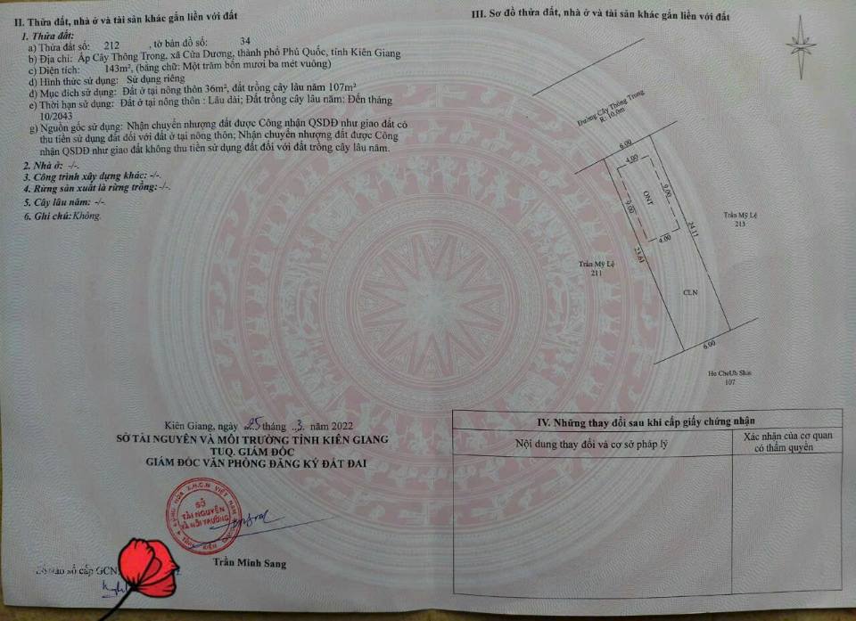 Đất nền Cửa Dương Phú Quốc 143m² giá 3.9 tỷ - Vị trí đắc địa cho kinh doanh!