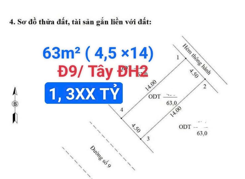 Đất nền Đường số 9, Long Xuyên, An Giang 63m² giá 1,3 tỷ - Cơ hội đầu tư tốt!